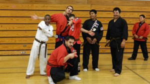 Gangsta Pose: Alan, Cris, Isaiah, Jayden, and Jesus with their new Brown Belts